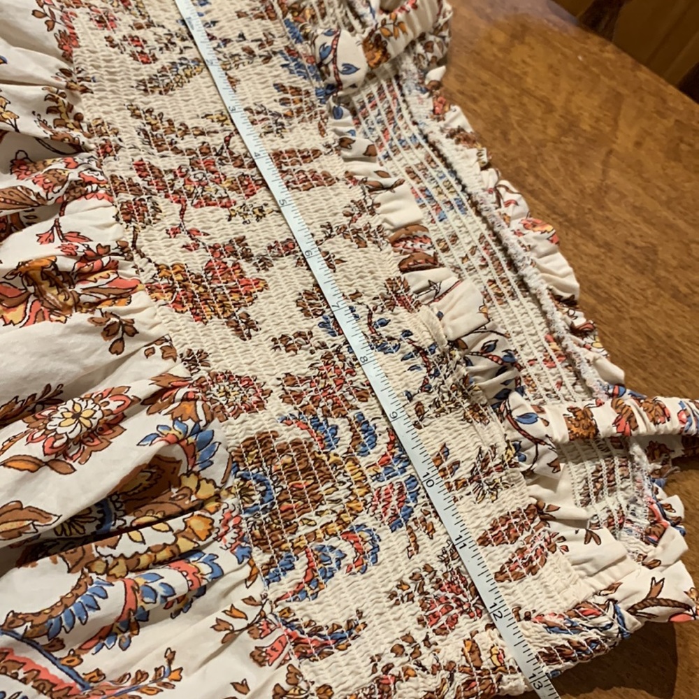 Smocked Baby Doll Tank • Peplum Ruffled Hem • Fall Colors • size Small/Medium - Picture 9 of 15